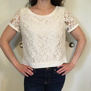 ivory short sleeve lace blouse (XS)